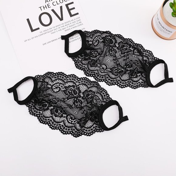 Black Lace Face Mask - Picture 7 of 13